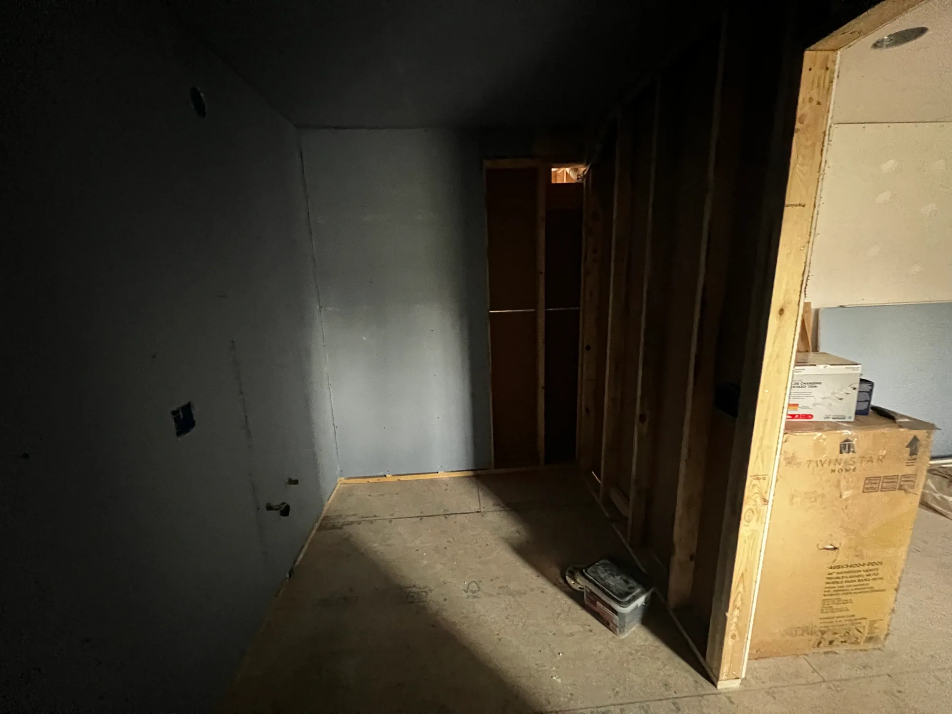 dim bathroom rough in blue drywall vanity box framed wall silver springs