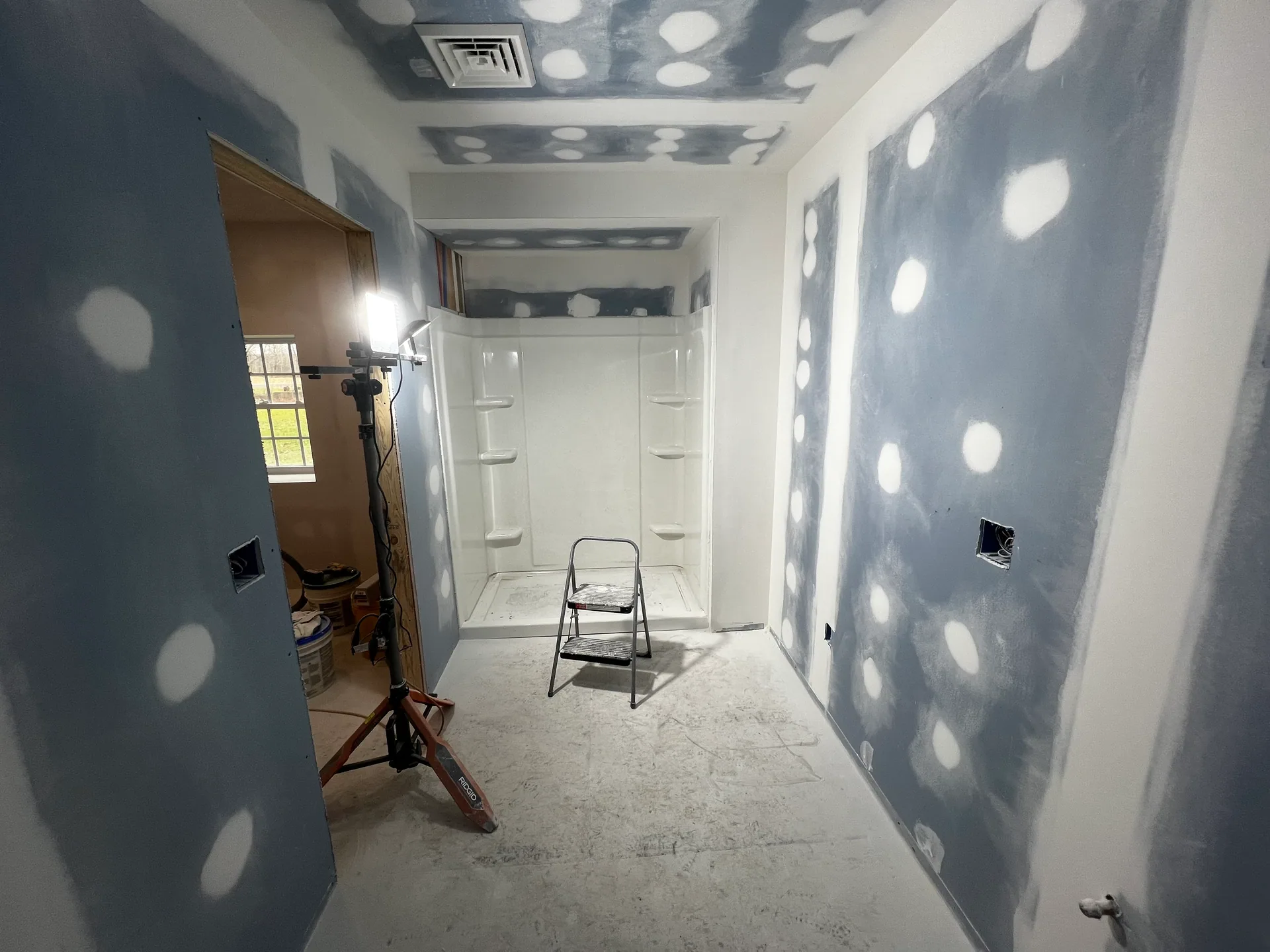 drywall mudding bathroom remodel step ladder work light silver springs ny