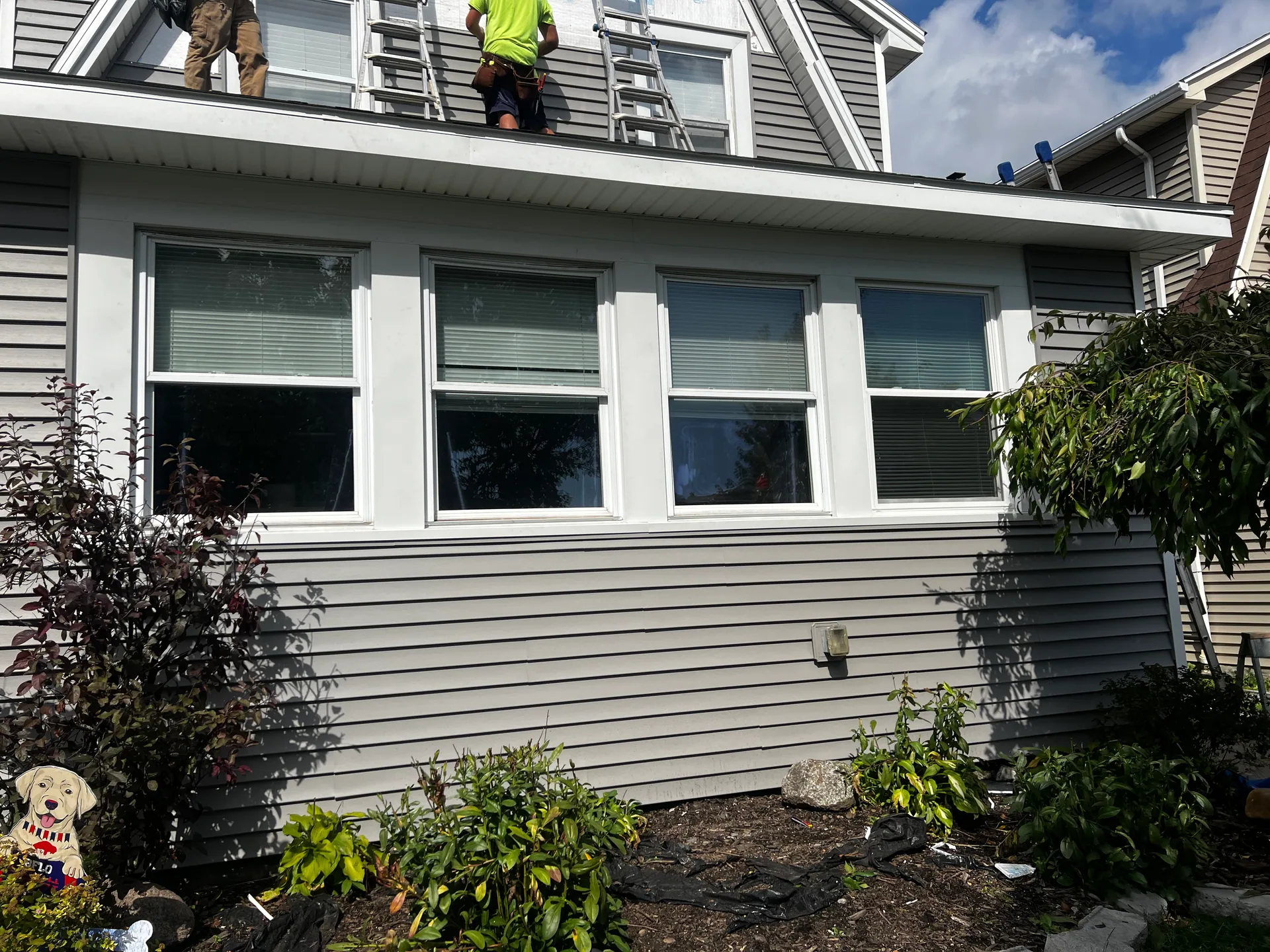 gray vinyl siding installation sunroom addition silver springs