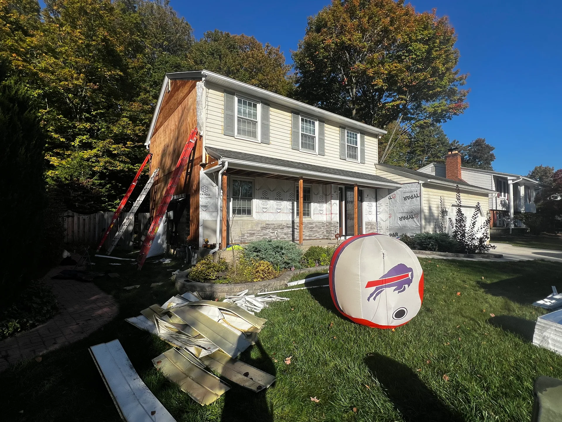 old siding tear off tyvek wrap two story home bills inflatable silver springs